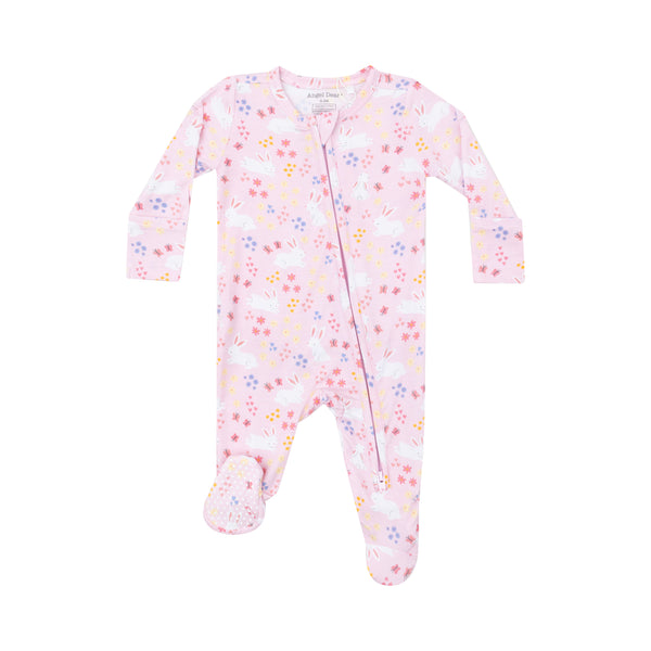 Bamboo Ruffle Back Footie - Bunny Meadow