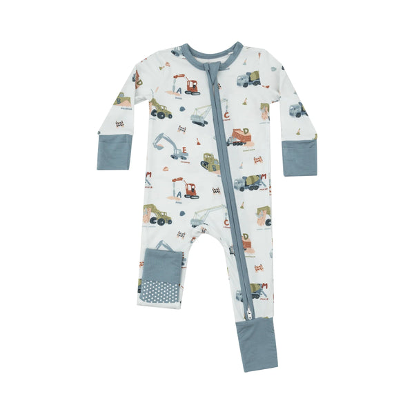 Bamboo Zip Romper - Construction Alphabet