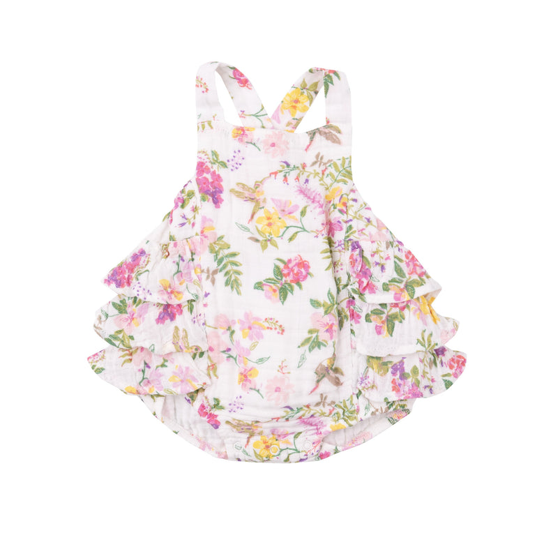 Ruffle Sunsuit - Cute Hummingbirds