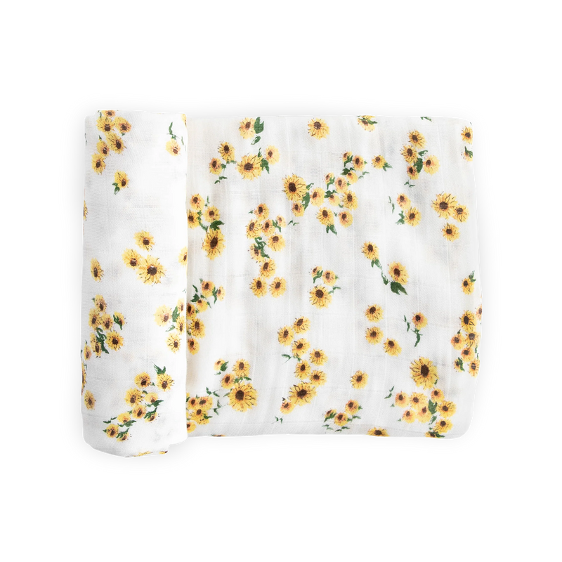 Deluxe Muslin Swaddle Blanket - Ditsy Sunflower