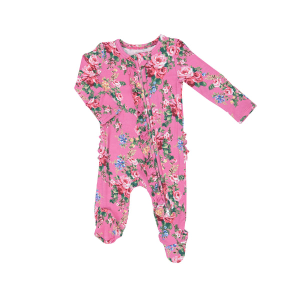 Bamboo Ruffle Footie - Dream Cottage Floral