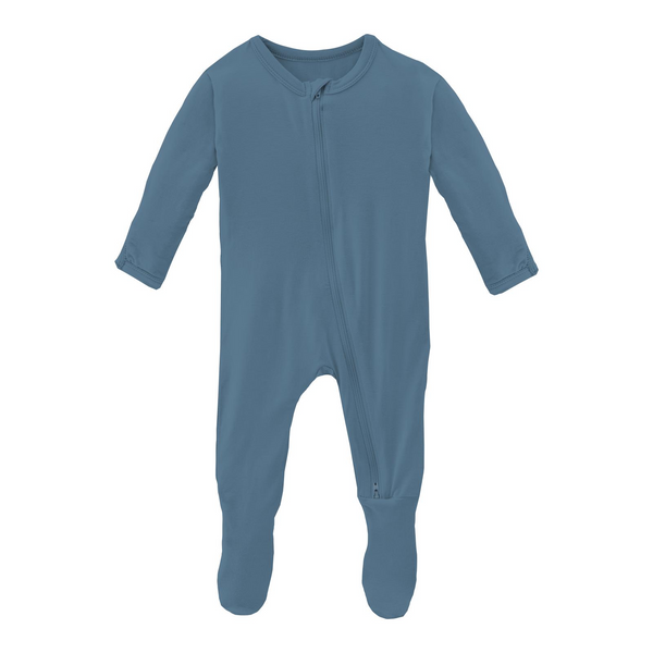 Zipper Footie - Parisian Blue