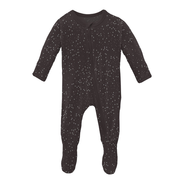 Zipper Footie - Midnight Foil Constellations