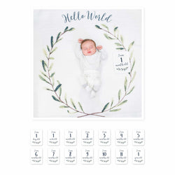 "Hello World" - Baby's First Year Milestone Blanket Set