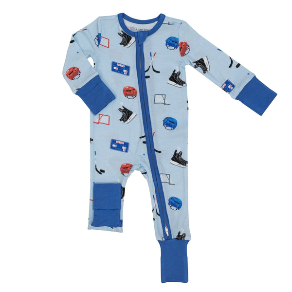 Bamboo Zipper Romper - Hockey