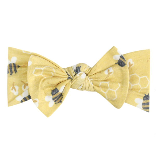 Knit Headband Bow, Honeycomb (Bees)