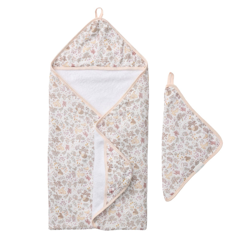 Hedgehog Forest Muslin Hooded Towel Set