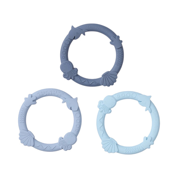 Wild Teething Ring Set - Blue Fog