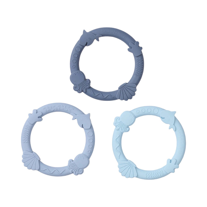 Wild Teething Ring Set - Blue Fog
