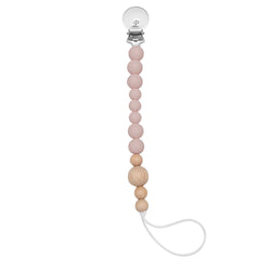 Colour Block Silicone & Wood Paci Clip - Dusty Rose