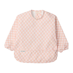 Long Sleeve Waterproof Bib - Pink Checkerboard