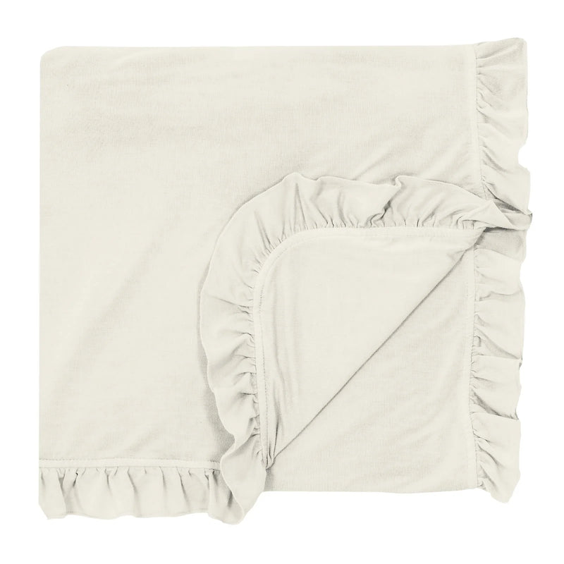 Bamboo Ruffle Stroller Blanket - Natural