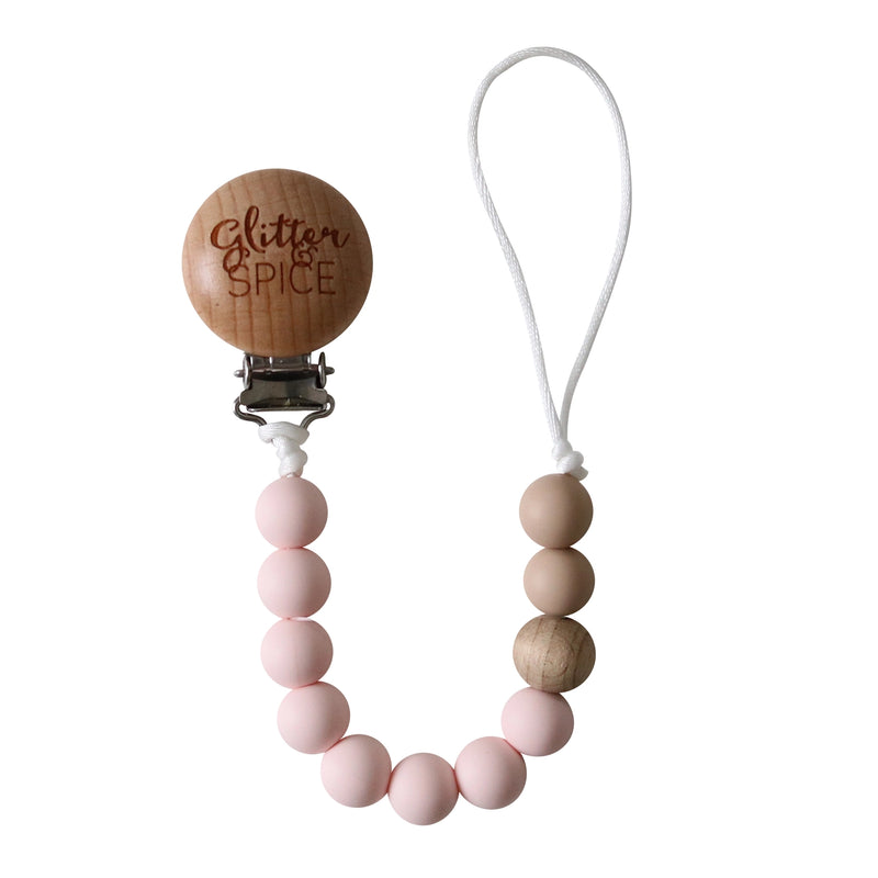 Peony Pink Pacifier Clip