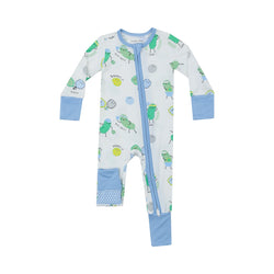 Bamboo Zip Romper - Pickleball Blue