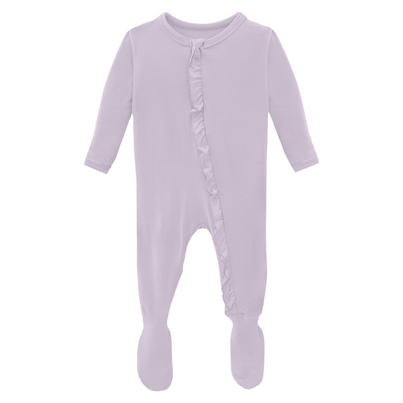 Ruffle Zipper Footie - Thistle