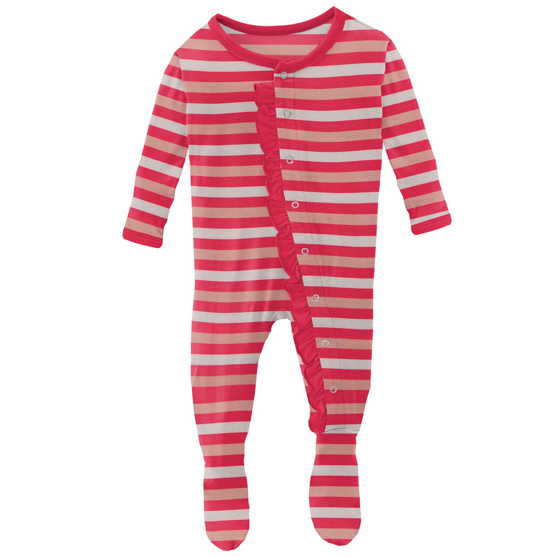 Ruffle Footie (Snaps) - Hopscotch Stripe