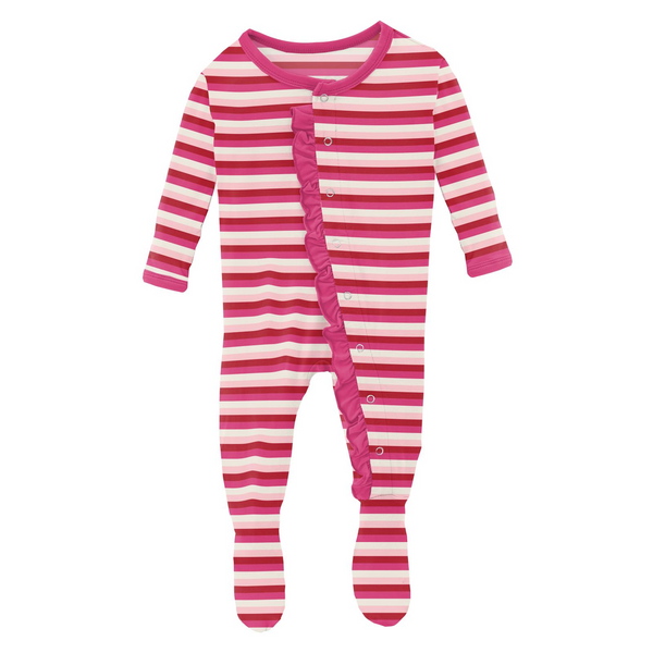 Ruffle Footie - Candy Stripe