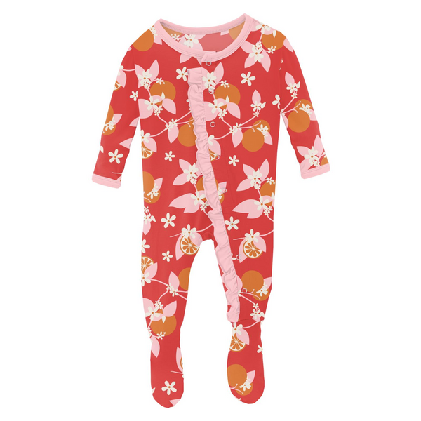 Ruffle Footie - Poppy Orange Blossom