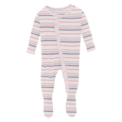 Ruffle Footie - Ice Cream Stripe