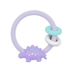 Rattle with Teeting Rings - Lilac Dino