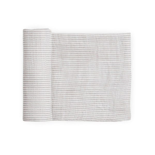 Organic Muslin Swaddle Blanket - Sand Stripe