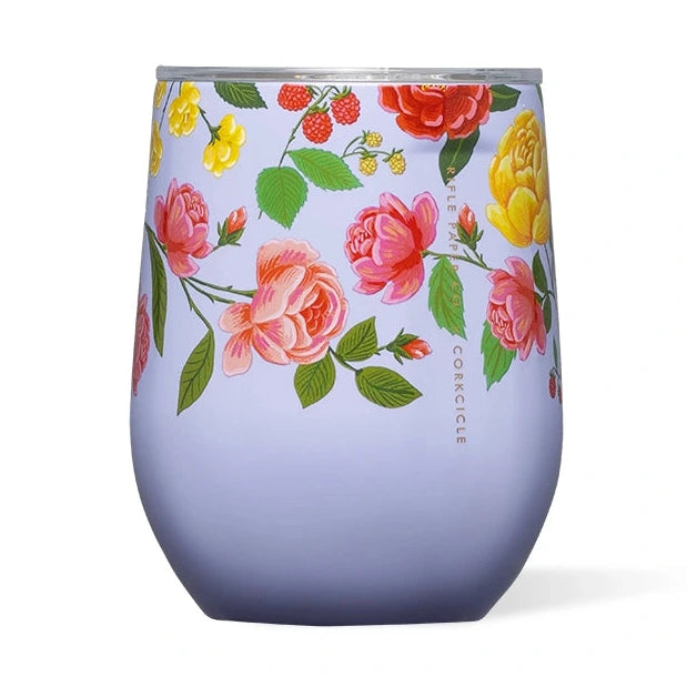 Corkcicle Stemless Wine Glass - Roses Purple
