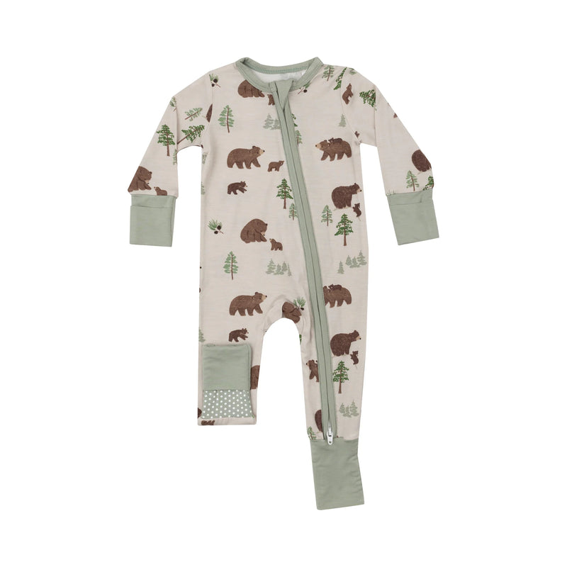 Bamboo Zipper Romper - Sweet Brown Bears