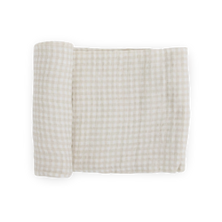 Muslin Swaddle Blanket - Tan Gingham