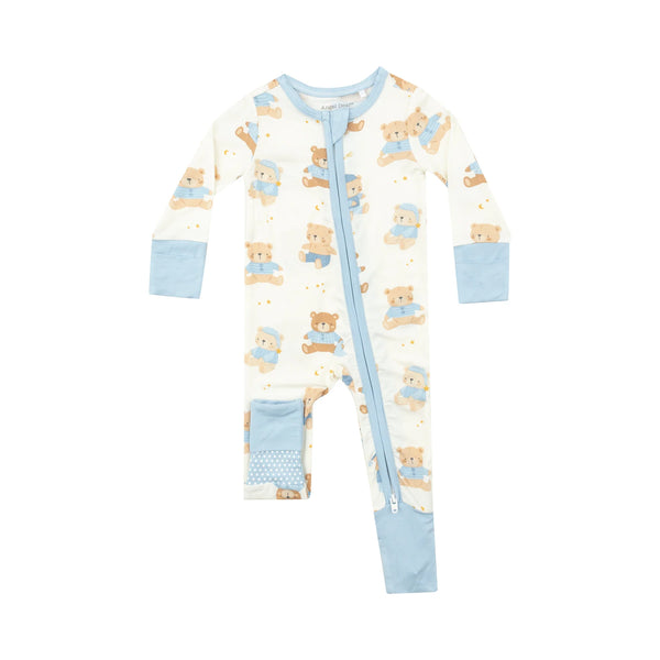 Bamboo Zip Romper - Teddy Bears Blue