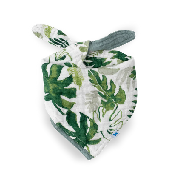 Muslin Reversible Bandana Bib - Tropical Leaf