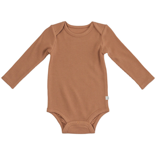 Waffle Long Sleeve Bodysuit - Cinnamon