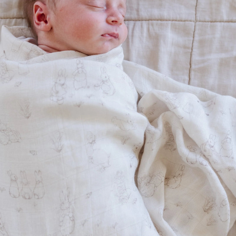 Peter Rabbit™ Bamboo Rayon Muslin Swaddle (Beige)