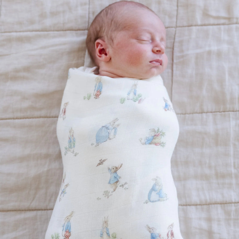 Peter Rabbit™ Bamboo Rayon Muslin Swaddle (Blue)