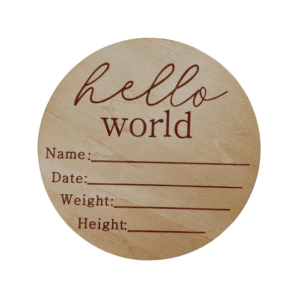 Hello World Birth Announcement Disc