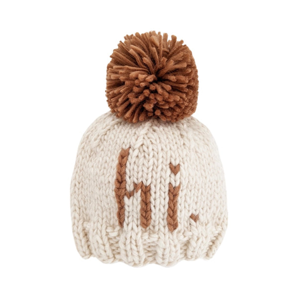 hi. Pecan Hand Knit Beanie Hat