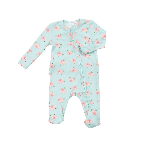 Bamboo Ruffle Footie - Petite Rose