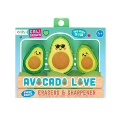 Ooly Avocado Love Eraser and Sharpener - set of 3