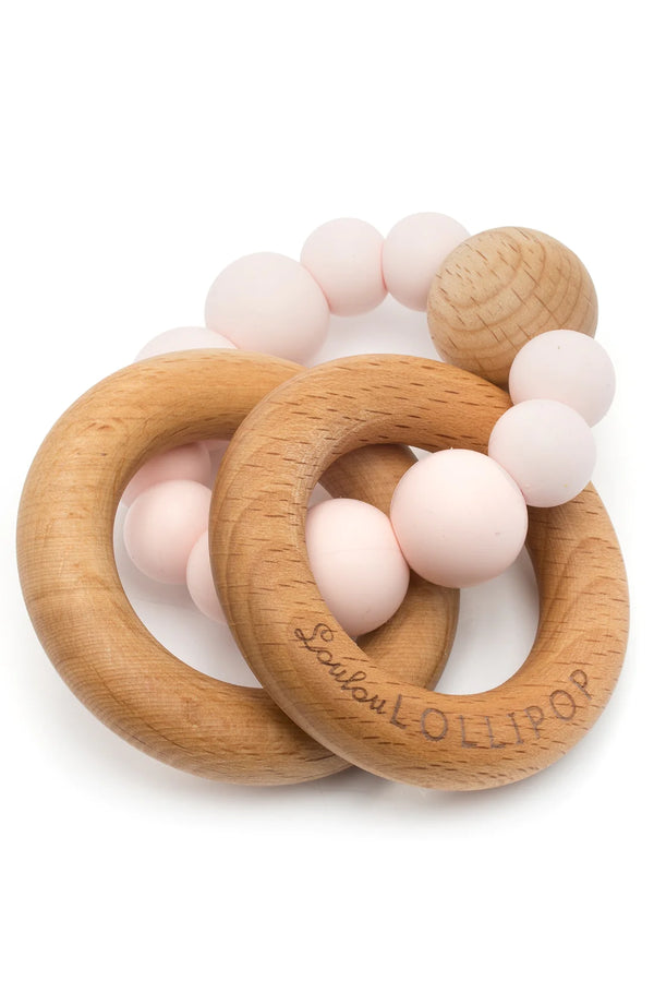 Bubble Silicone & Wood Teether - Pink Quartz