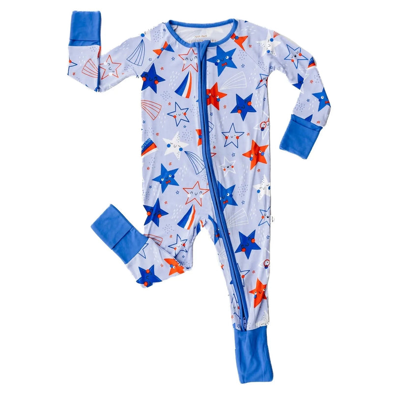 Little Sleepies Blue Stars & Stripes Bamboo Zippy