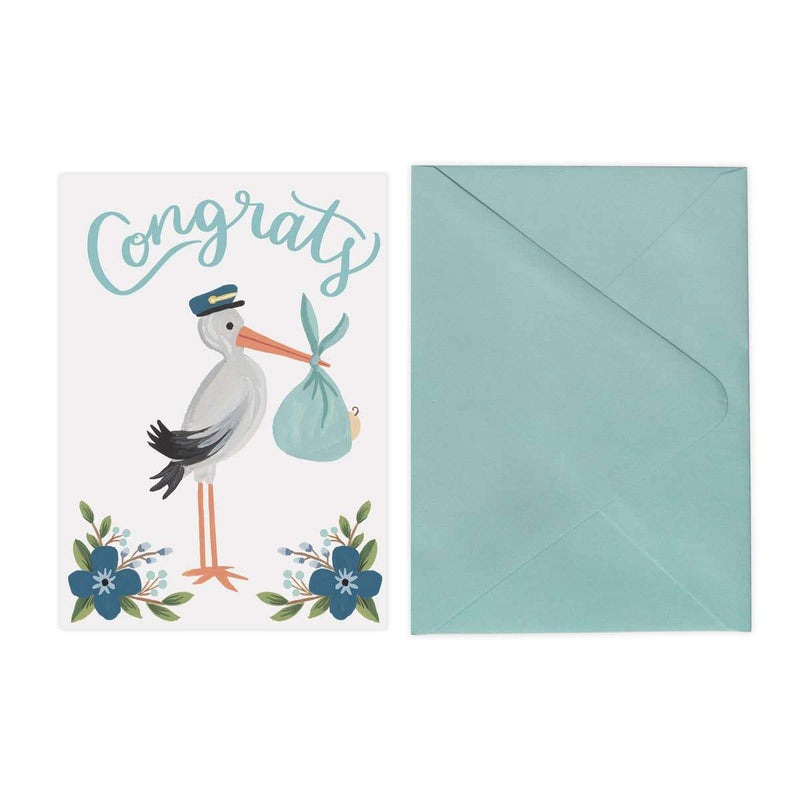 Blue Stork Greeting Card