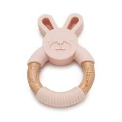 Bunny Silicone & Wood Teether - Blush Pink