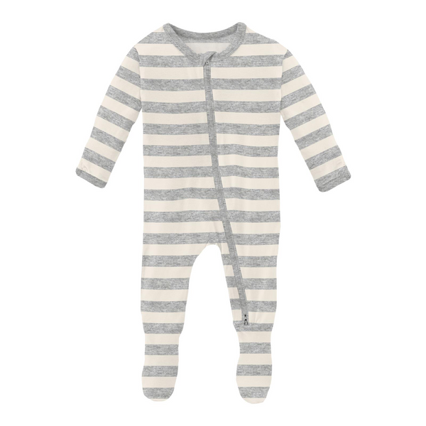 Footie - Heathered Mist Sweet Stripe