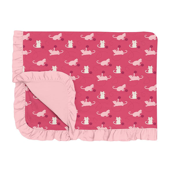 Bamboo Ruffle Toddler Blanket - Winter Rose Kittens