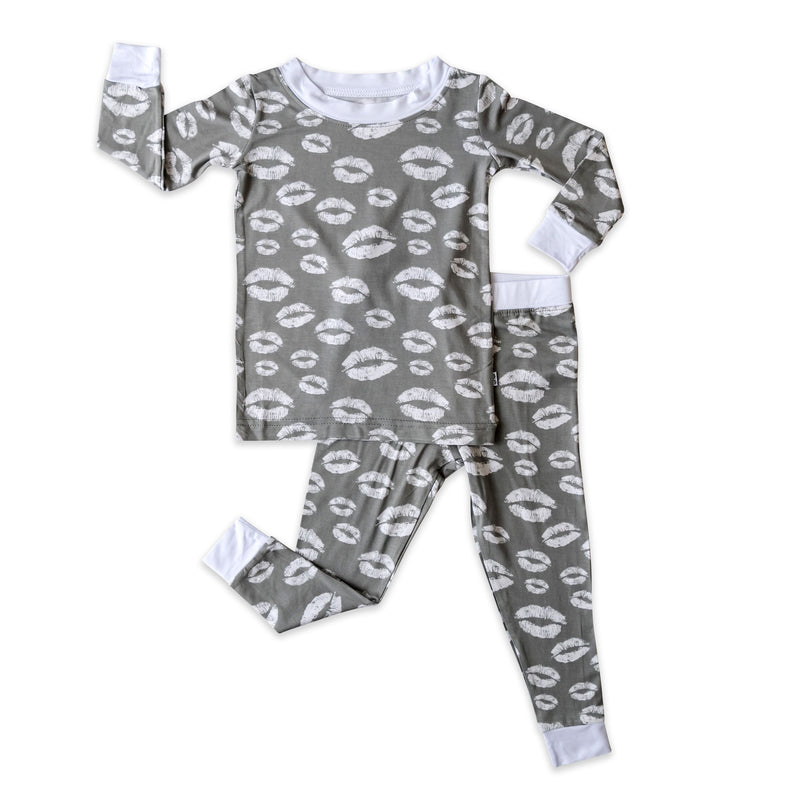 Little Sleepies Grey Kisses Bamboo Pajama Set