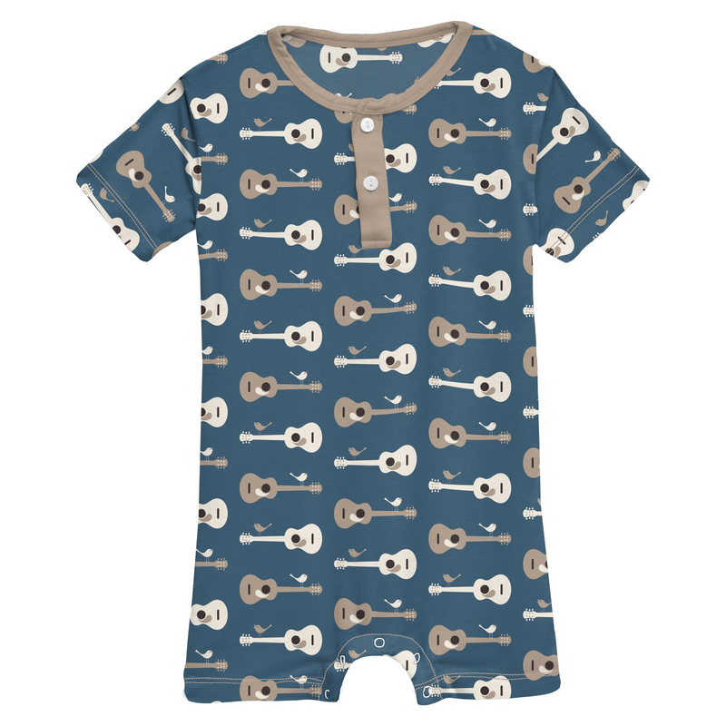 Henley Romper - Deep Sea Guitar Birds