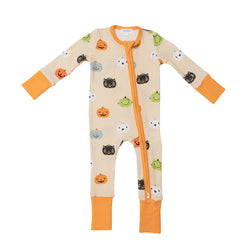 Bamboo Zipper Romper - Halloween Pumpkins