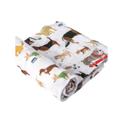 Muslin Swaddle Blanket - Woof (Dog Print)