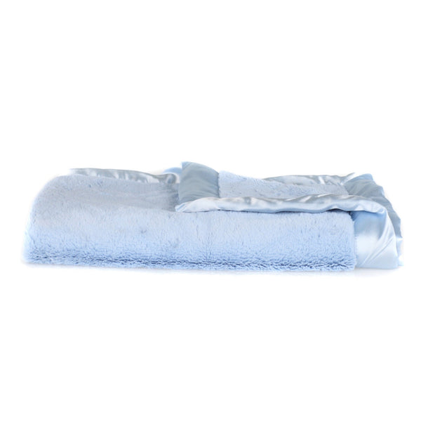 Satin Border Lush Mini Blanket - Light Blue