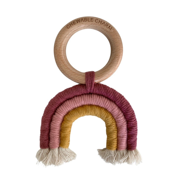 Macrame Rainbow Teether - Berry + Mustard