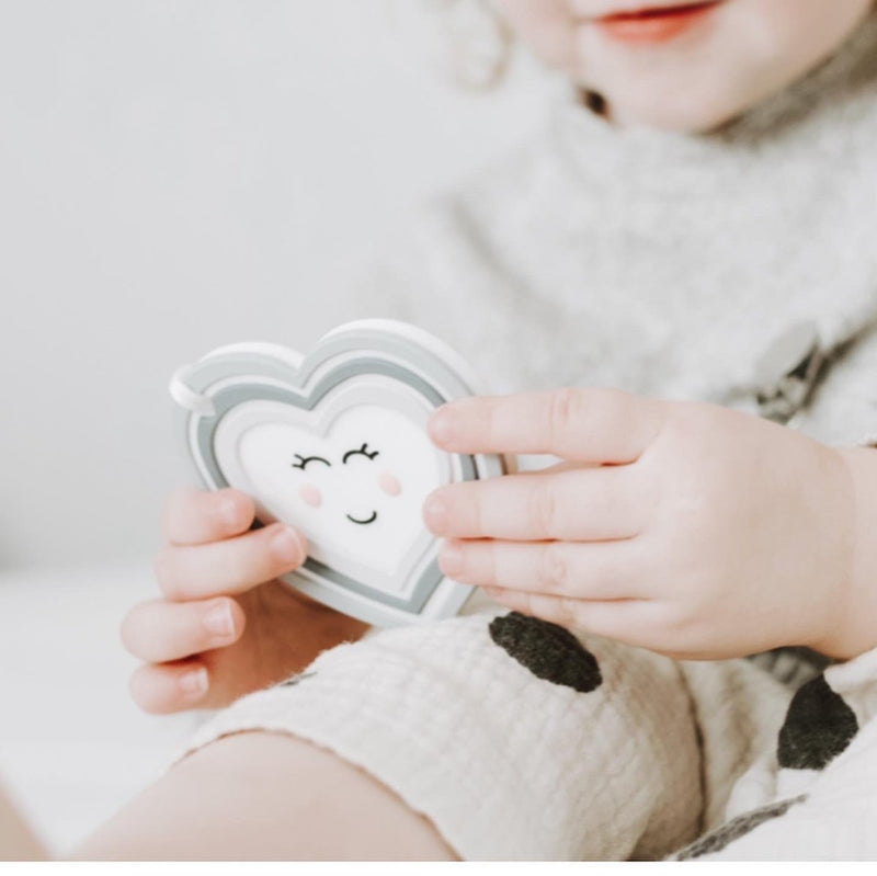 gray heart teether